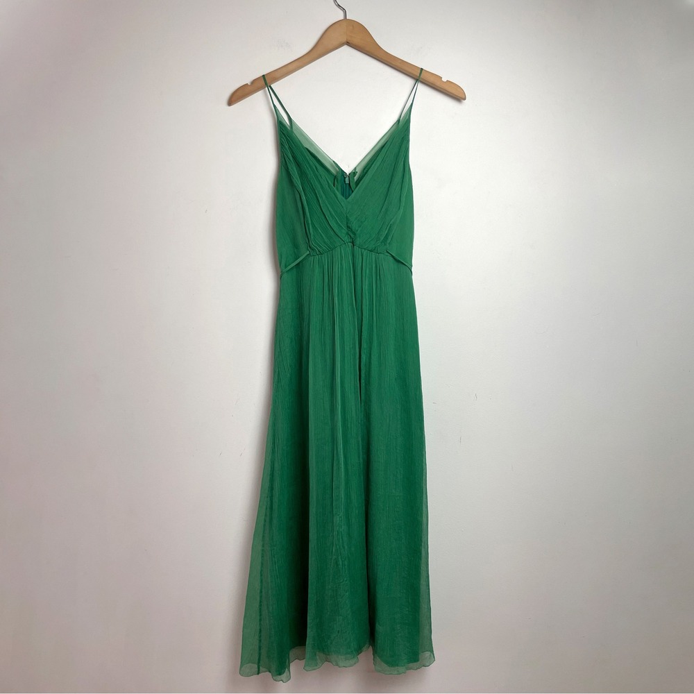 Saja Green Silk Babydoll Dress Size 2 Ethereal Romantic Wedding Guest Y2K Formal